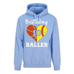 10th Birthday Baller Funny 10 Year Old Softball Basketball Unisex Surf Hoodie