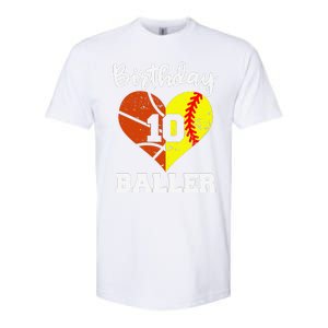 10th Birthday Baller Funny 10 Year Old Softball Basketball Softstyle CVC T-Shirt