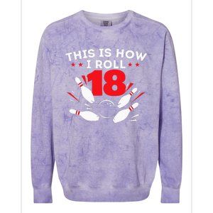 18th Birthday Bowling Lover 18 Years Old Bday Colorblast Crewneck Sweatshirt