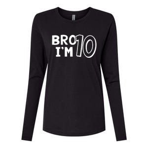 10th Birthday Boy Bro I’m 10 Year Old Ten Tenth Party Womens Cotton Relaxed Long Sleeve T-Shirt