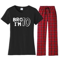 10th Birthday Boy Bro I’m 10 Year Old Ten Tenth Party Women's Flannel Pajama Set