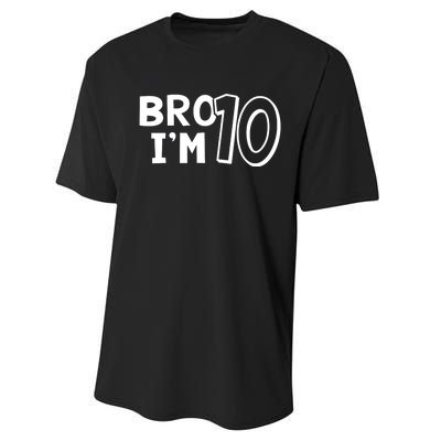 10th Birthday Boy Bro I’m 10 Year Old Ten Tenth Party Performance Sprint T-Shirt