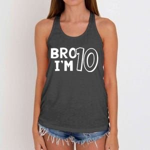 10th Birthday Boy Bro I’m 10 Year Old Ten Tenth Party Women's Knotted Racerback Tank