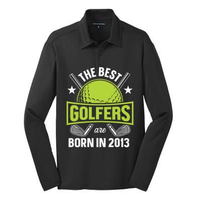 10th Birthday Best Golfers Tees Born In 2013 By Par Golfing Silk Touch Performance Long Sleeve Polo