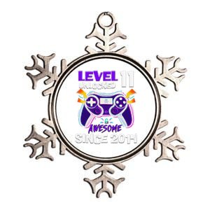 11th Birthday Boy Level 11 Unlocked Awesome Since 2014 Metallic Star Ornament