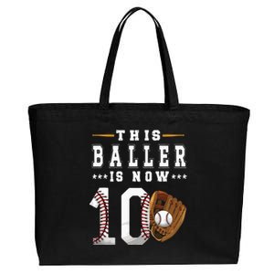 10th Birthday Baseball Boy Ten Year Old Baseball Player Cotton Canvas Jumbo Tote