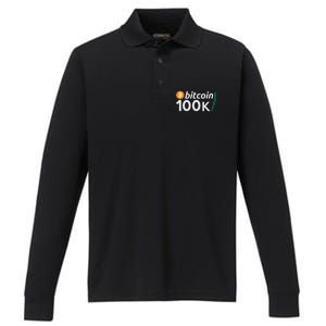 100k Bitcoin Btc To The Moon Cryptocurrency Hodl Performance Long Sleeve Polo