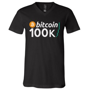 100k Bitcoin Btc To The Moon Cryptocurrency Hodl V-Neck T-Shirt