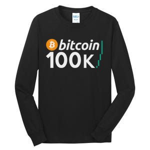 100k Bitcoin Btc To The Moon Cryptocurrency Hodl Tall Long Sleeve T-Shirt