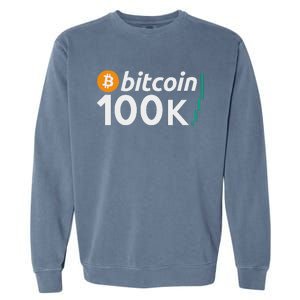 100k Bitcoin Btc To The Moon Cryptocurrency Hodl Garment-Dyed Sweatshirt