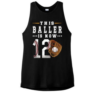 12th Birthday Baseball Boy Twelve Year Old Baseball Player Ladies PosiCharge Tri-Blend Wicking Tank