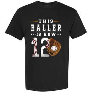 12th Birthday Baseball Boy Twelve Year Old Baseball Player Garment-Dyed Heavyweight T-Shirt