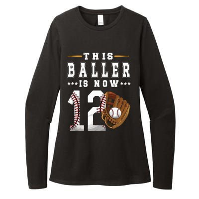 12th Birthday Baseball Boy Twelve Year Old Baseball Player Womens CVC Long Sleeve Shirt