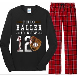 12th Birthday Baseball Boy Twelve Year Old Baseball Player Long Sleeve Pajama Set