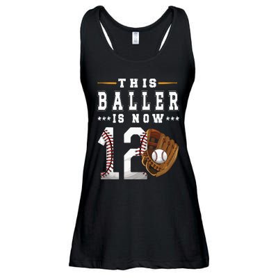 12th Birthday Baseball Boy Twelve Year Old Baseball Player Ladies Essential Flowy Tank