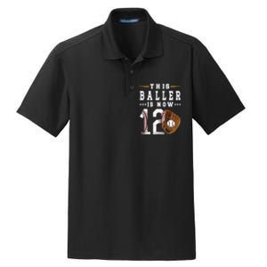 12th Birthday Baseball Boy Twelve Year Old Baseball Player Dry Zone Grid Polo