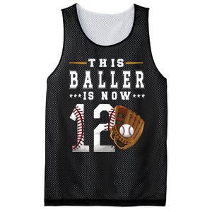 12th Birthday Baseball Boy Twelve Year Old Baseball Player Mesh Reversible Basketball Jersey Tank