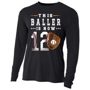 12th Birthday Baseball Boy Twelve Year Old Baseball Player Cooling Performance Long Sleeve Crew