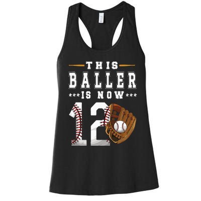 12th Birthday Baseball Boy Twelve Year Old Baseball Player Women's Racerback Tank