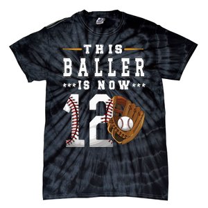 12th Birthday Baseball Boy Twelve Year Old Baseball Player Tie-Dye T-Shirt