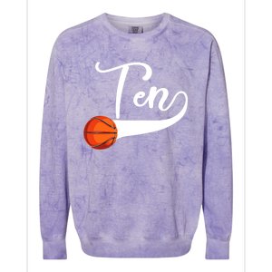 10th Birthday Basketball 10 Year Old Basketball Player Cool Gift Colorblast Crewneck Sweatshirt