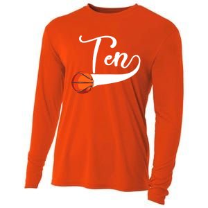 10th Birthday Basketball 10 Year Old Basketball Player Cool Gift Cooling Performance Long Sleeve Crew