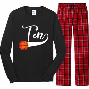 10th Birthday Basketball 10 Year Old Basketball Player Cool Gift Long Sleeve Pajama Set