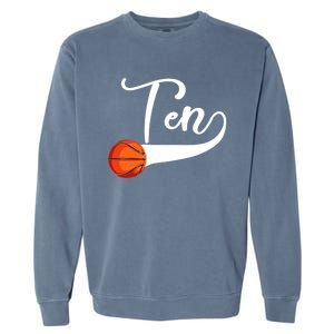 10th Birthday Basketball 10 Year Old Basketball Player Cool Gift Garment-Dyed Sweatshirt