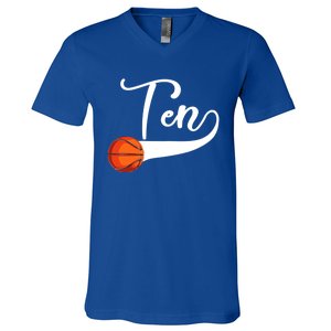 10th Birthday Basketball 10 Year Old Basketball Player Cool Gift V-Neck T-Shirt