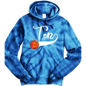 10th Birthday Basketball 10 Year Old Basketball Player Cool Gift Tie Dye Hoodie