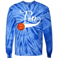 10th Birthday Basketball 10 Year Old Basketball Player Cool Gift Tie-Dye Long Sleeve Shirt