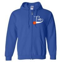 10th Birthday Basketball 10 Year Old Basketball Player Cool Gift Full Zip Hoodie