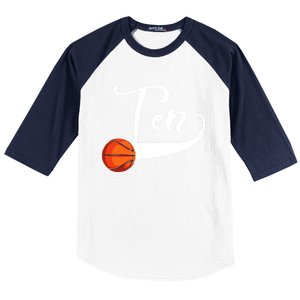 10th Birthday Basketball 10 Year Old Basketball Player Cool Gift Baseball Sleeve Shirt