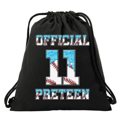 11th Birthday Baseball Drip Preteen Drawstring Bag