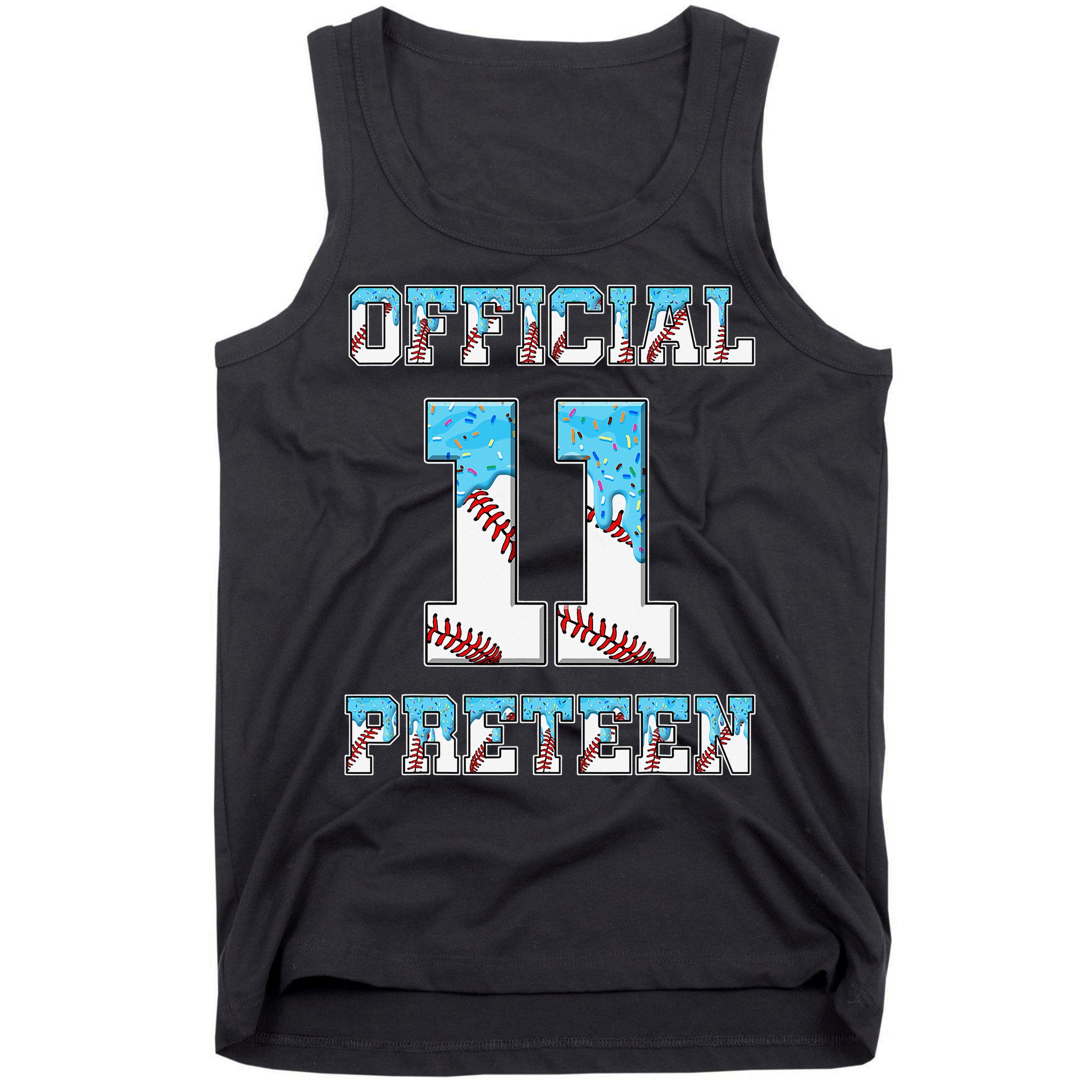 11th Birthday Baseball Drip Preteen Tank Top