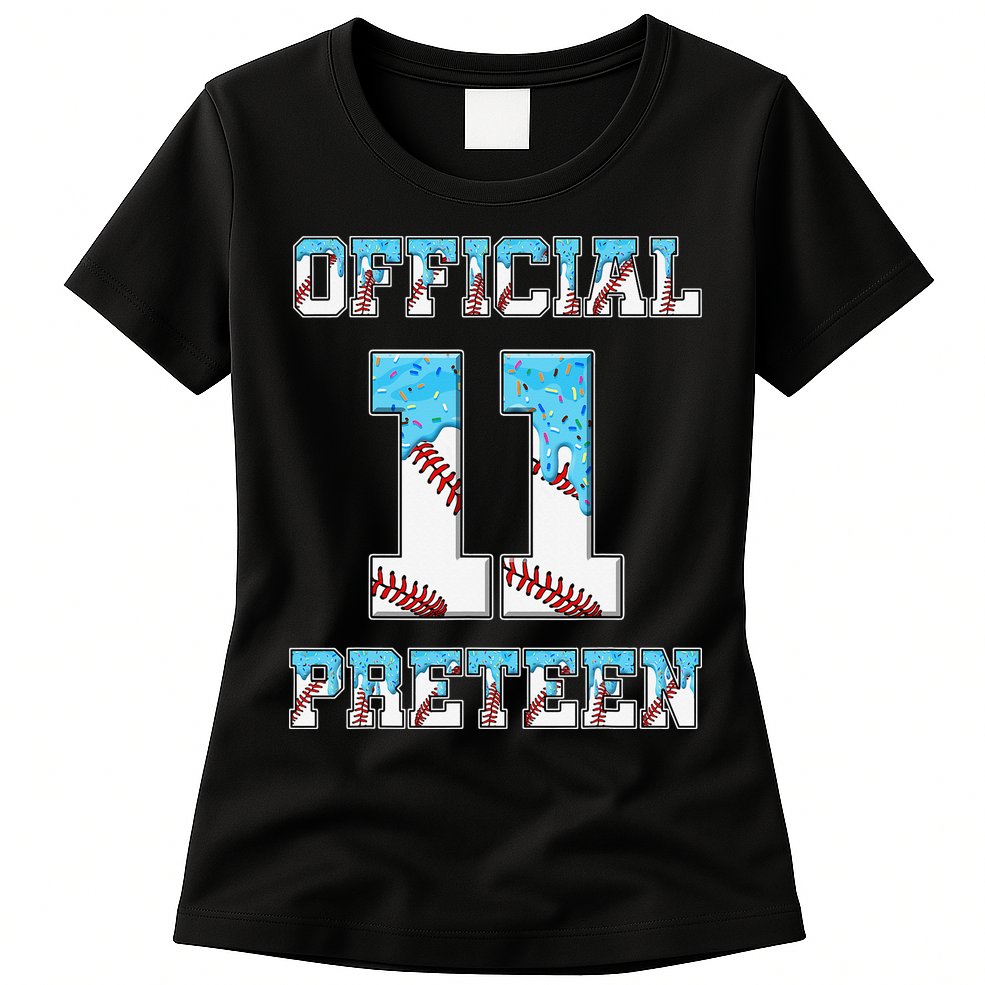 11th Birthday Baseball Drip Preteen Womens T-Shirt