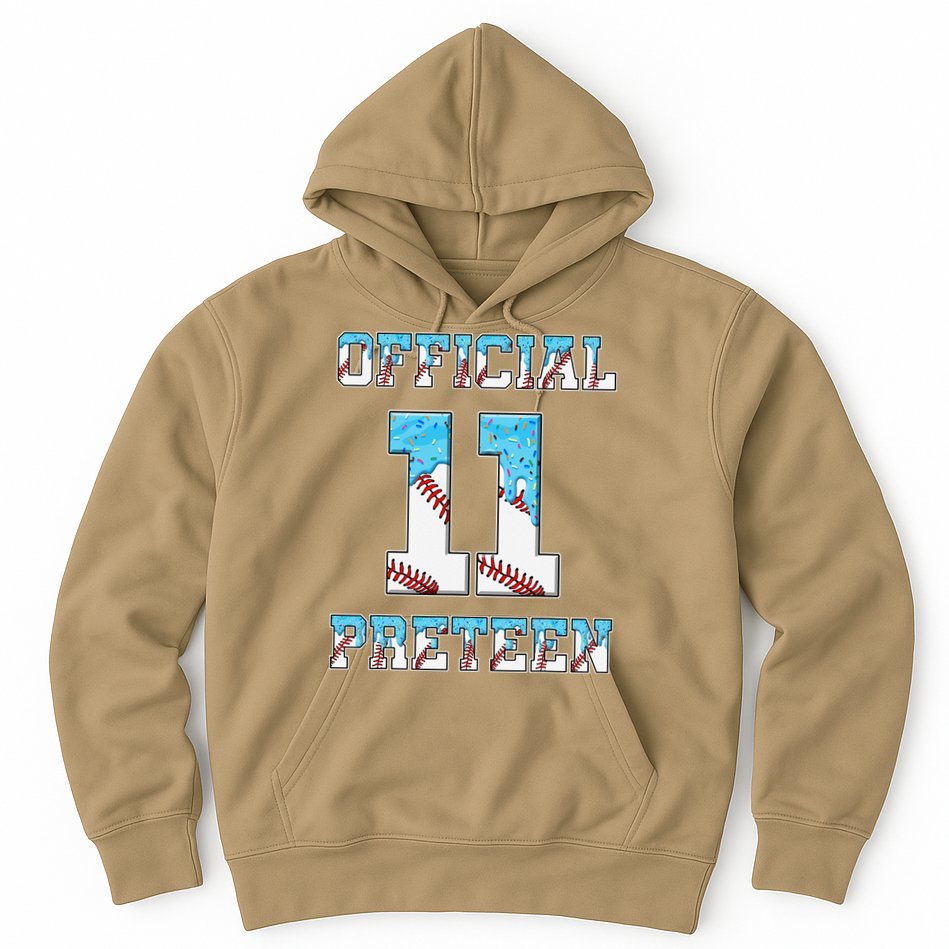 11th Birthday Baseball Drip Preteen Hoodie