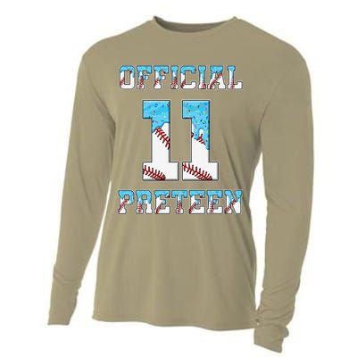 11th Birthday Baseball Drip Preteen Cooling Performance Long Sleeve Crew