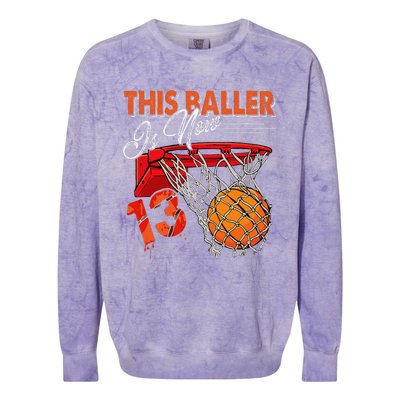 13th Birthday Basketball Funny 13 Years Old Colorblast Crewneck Sweatshirt