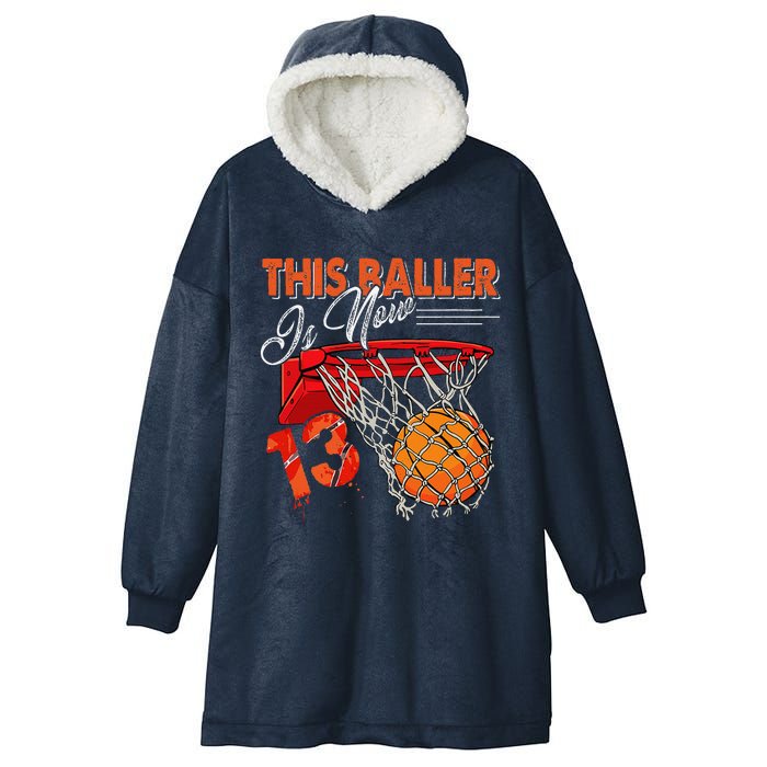 13th Birthday Basketball Funny 13 Years Old Hooded Wearable Blanket