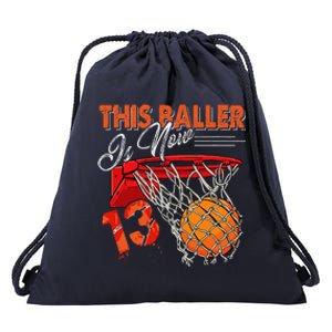 13th Birthday Basketball Funny 13 Years Old Drawstring Bag