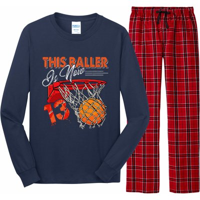 13th Birthday Basketball Funny 13 Years Old Long Sleeve Pajama Set