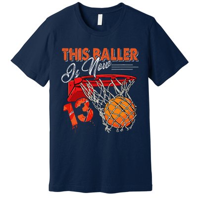 13th Birthday Basketball Funny 13 Years Old Premium T-Shirt