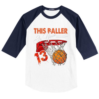 13th Birthday Basketball Funny 13 Years Old Baseball Sleeve Shirt