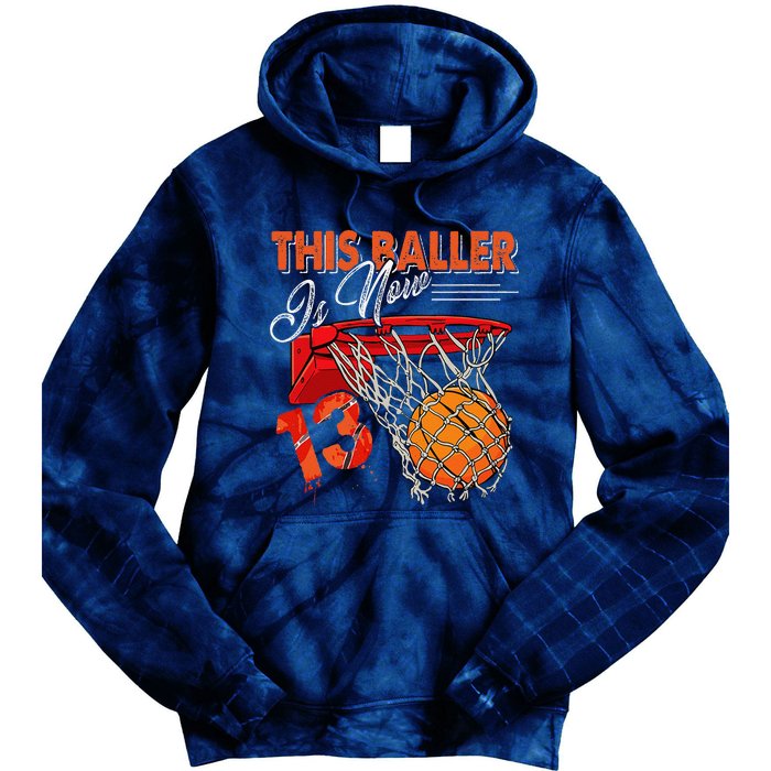 13th Birthday Basketball Funny 13 Years Old Tie Dye Hoodie