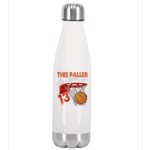 13th Birthday Basketball Funny 13 Years Old Stainless Steel Insulated Water Bottle