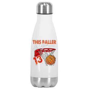 13th Birthday Basketball Funny 13 Years Old Stainless Steel Insulated Water Bottle