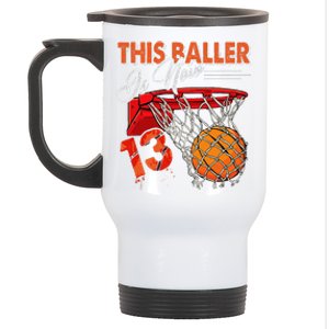 13th Birthday Basketball Funny 13 Years Old Stainless Steel Travel Mug