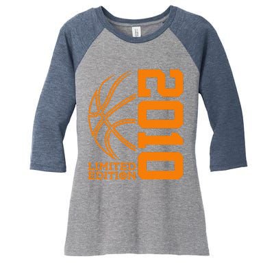 14th Birthday Basketball Limited Edition 2010 Women's Tri-Blend 3/4-Sleeve Raglan Shirt