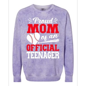 13Th Birthday Baseball Proud Mom Of An Teenager Gift Colorblast Crewneck Sweatshirt